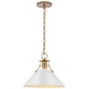 Nuvo Outpost 1-Light Medium Pendant - Matte White with Burnished Brass 60/7524